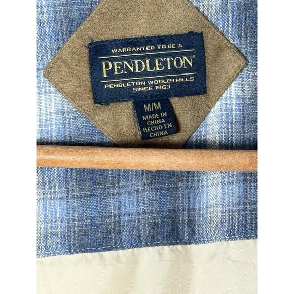 Pendleton Sherpa Fleece Jacket Women’s M Cream Zip Front Plaid Lined Cozy - Picture 6 of 7